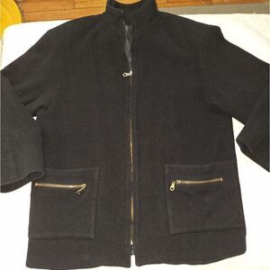 Vintage, XL, Black Zip-Up Wool Jacket